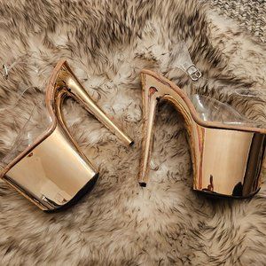 Hella Heels Brand New Rose Gold 8 Inch